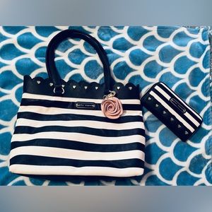Betsey Johnson Striped Tote with Wallet